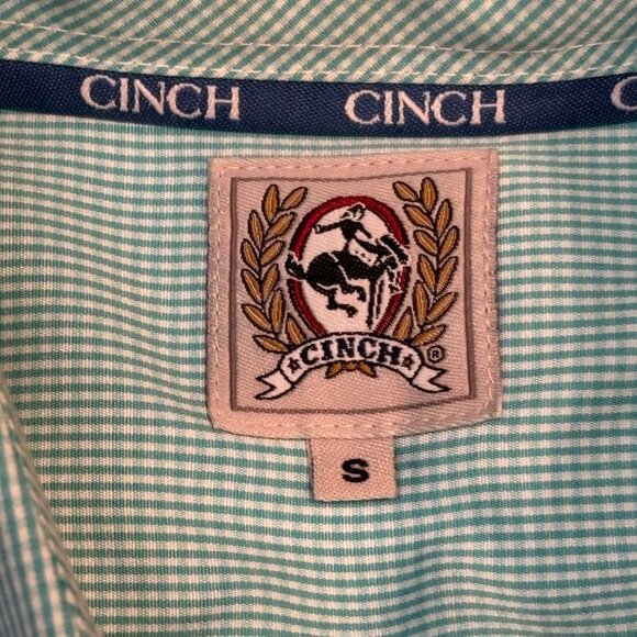 Cinch Mens Green Checkered Cotton Long-Sleeve Shirt Size Small - Picture 8 of 11